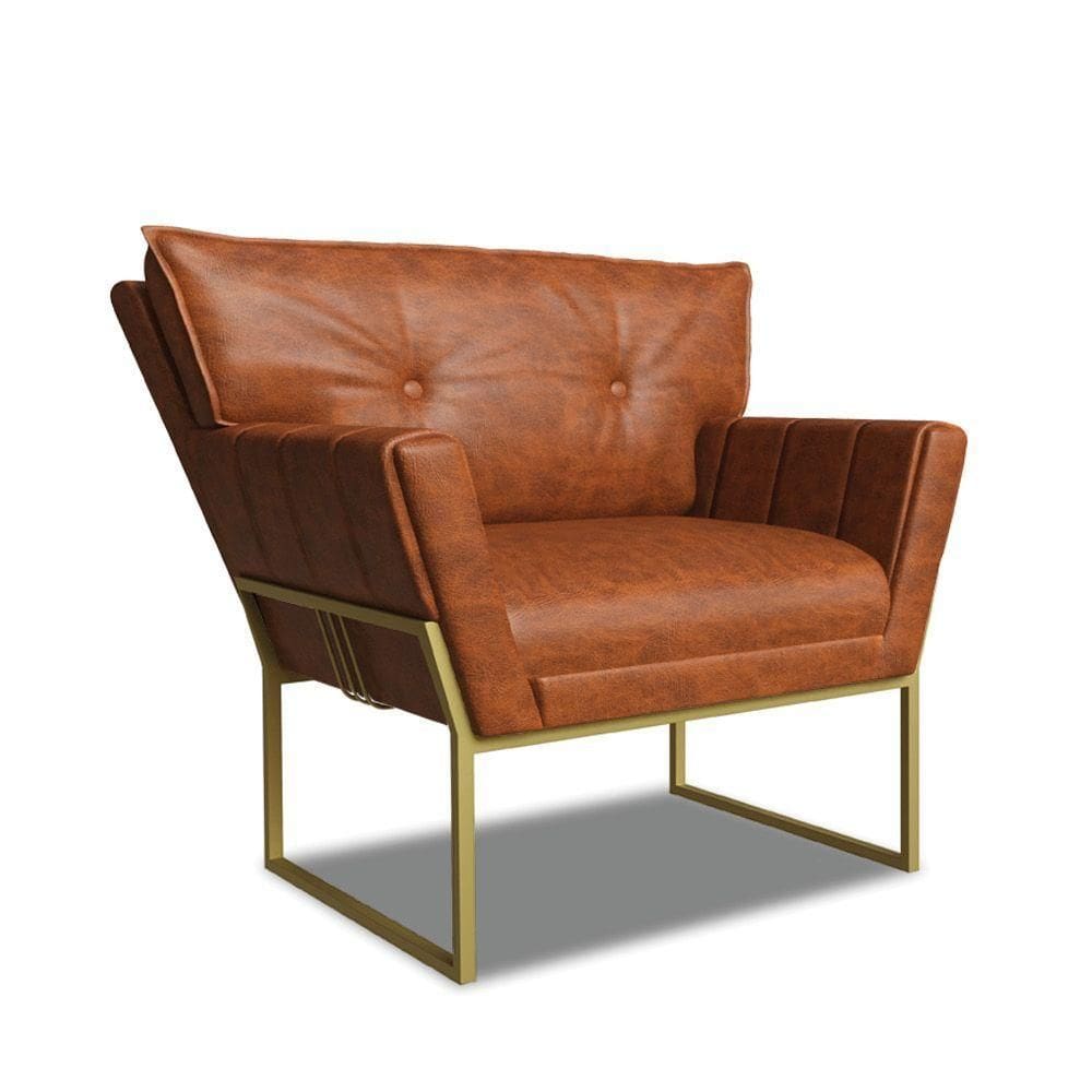 Poltrona Sala De Estar Industrial Dour Anitta Sintético Pu D03 - D`rossi Cor Nozes