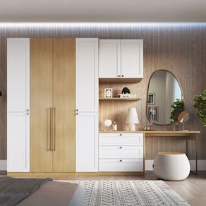 Guarda-Roupa Casal Modulado Infinity 8 Portas 6 Gavetas 100% Mdf Savana/Branco - Genialflex