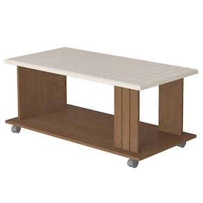 Mesa De Centro 100x50 Cm Com Rodizios Cinamomo Off White Arly