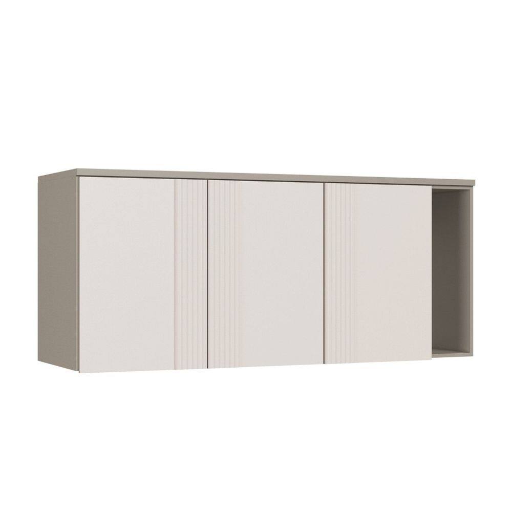 Modulo Aéreo 3 Portas Queen Elegance Niquel|Blanc Canelado