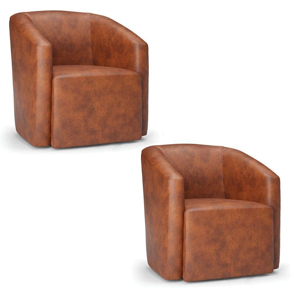 Poltrona Decorativa Orgânica Kit 2 Stella Max Sintético Pu Nozes D03 - D`rossi