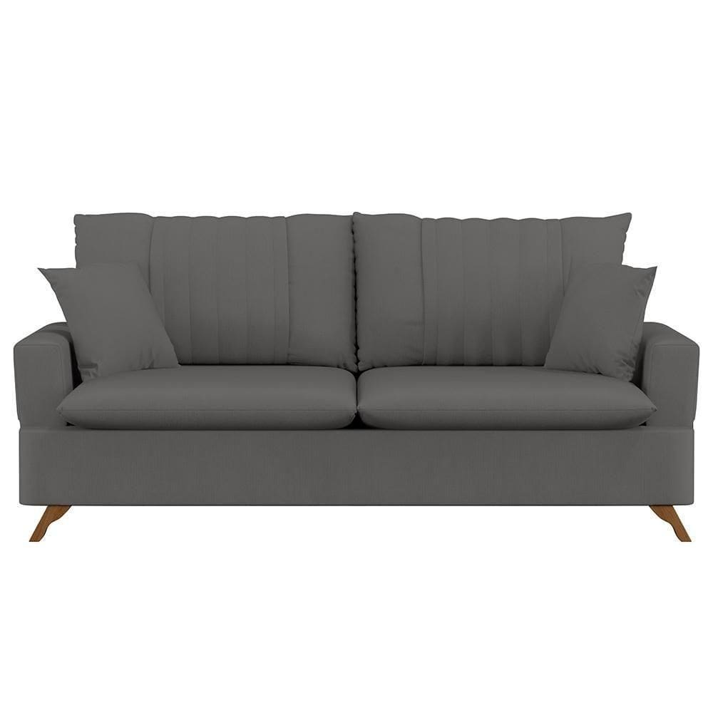 Sofá 160cm 2 Lugares Com Almofadas Pés Curvos Veras Suede D05 Cinza - Mpozenato