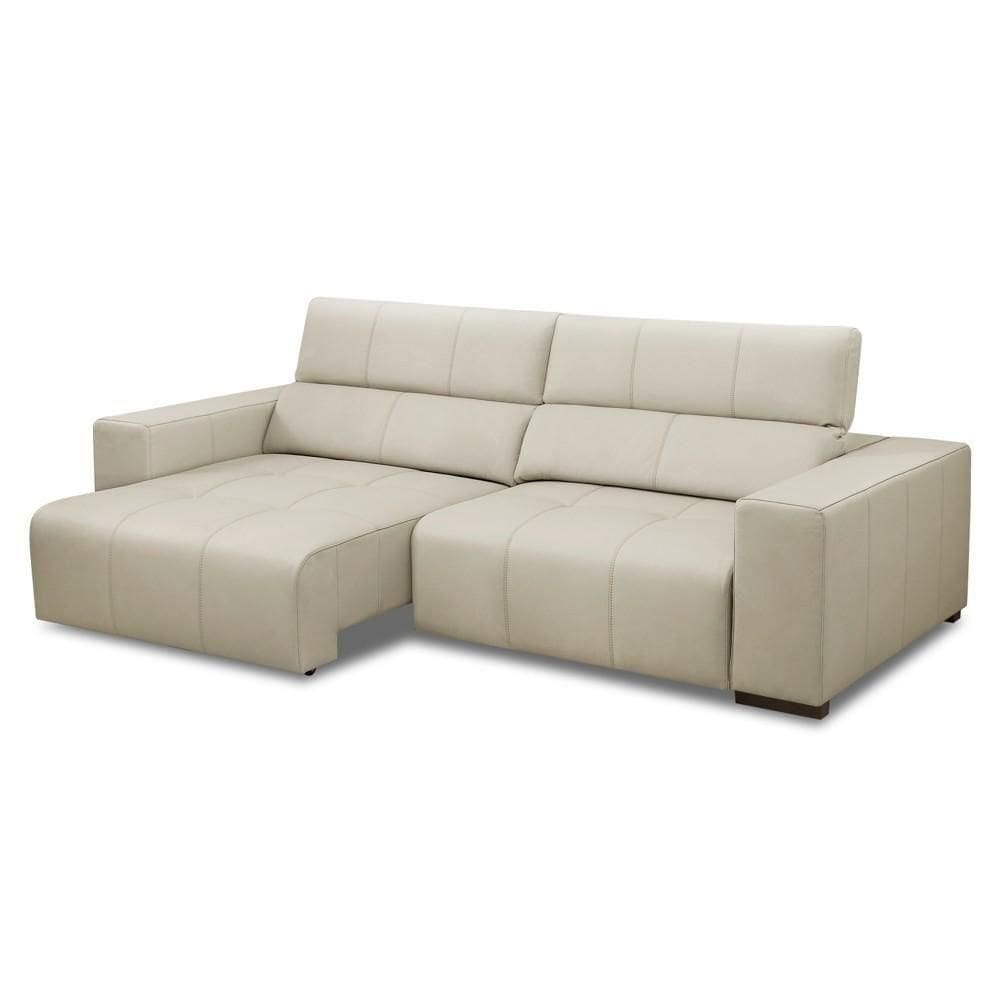 Sofá Retrátil Reclinável 3 Lugares 250cm Mare L08 Couro Off - Mpozenato