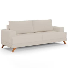 Sofá 3 Lugares 200cm Living Pés Curvos Santi D05 Linho Bege - Mpozenato