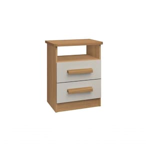 Mesa De Cabeceira Firenze 2 Gavetas Com Nicho - D` Doro Cinamomo/off White