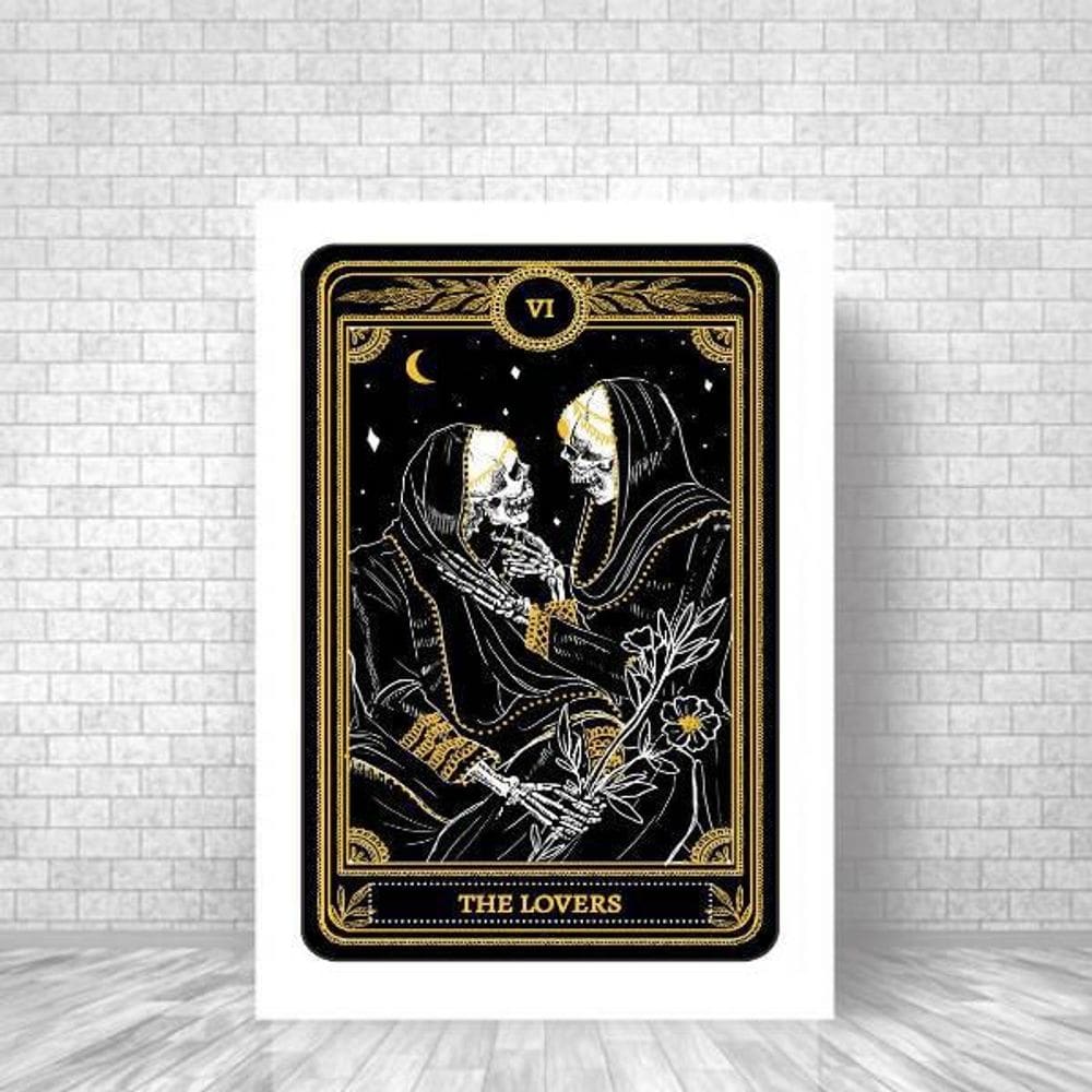 Quadro Decorativo Carta Tarot The Lovers 24X18Cm - Branca