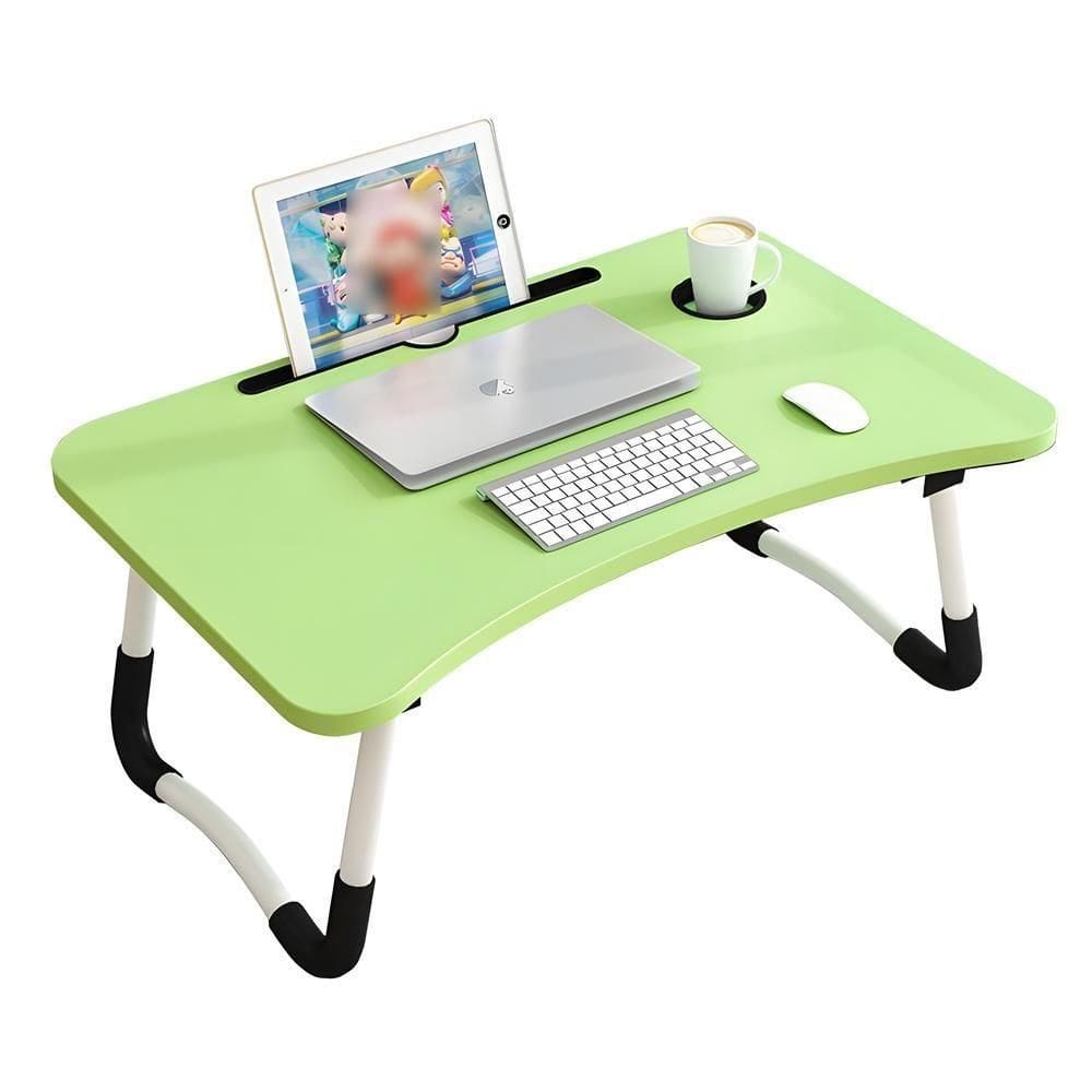 Mesa Notebook Dobravel Home Office Sofa Cama Suporte Porta Copo Verde