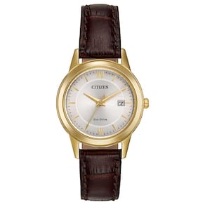 Relógio com pulseira de couro clássica Citizen Ladies Eco-Drive