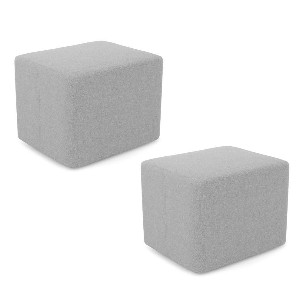 Kit 02 Puffs Decorativos Living Yumi Retangular 60cm Cinza Claro - Abmaza