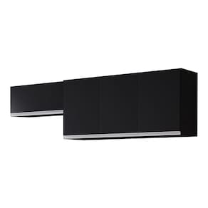 Conjunto de Armários Aéreo Cozinha Planejada Lux 120cm e 80cm 100% MDF Preto TX Fosco - Abmaza