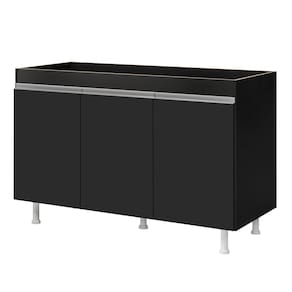 Balcão Buffet Gabinete de Cozinha Lux 119cm 100% MDF Sem Tampo 03 Portas Preto - Abmaza