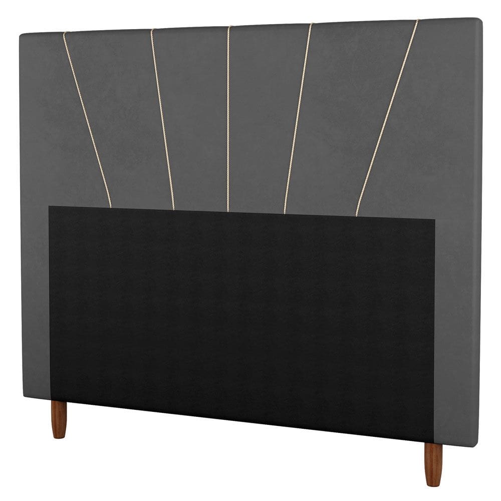Cabeceira Cama Box Casal King Size Dallas 195cm Veludo Cinza - Abmaza