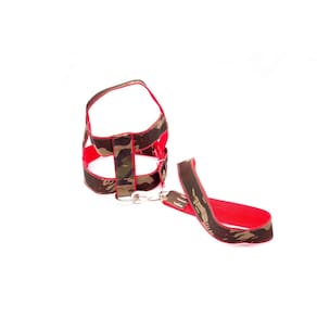 Kit Guia peitoral 40mm camuflado e vermelho tam 11  82cm-103cm