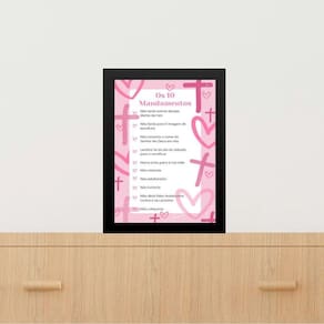 Quadro Decorativo Os 10 Mandamentos - Rosa 33X24Cm