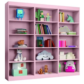 Kit 3 Estantes Livreiro Office Multiuso 12 Prateleiras Rose J&A