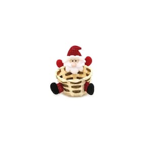 Enfeite Cesta de Natal Le com Figuras Luxo Vermelha 13x11cm