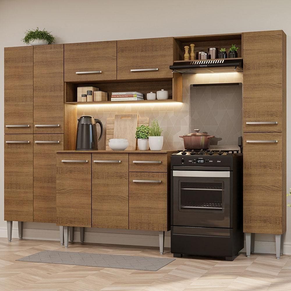 Cozinha Completa Emilly Rustic com Armário e Balcão Madesa