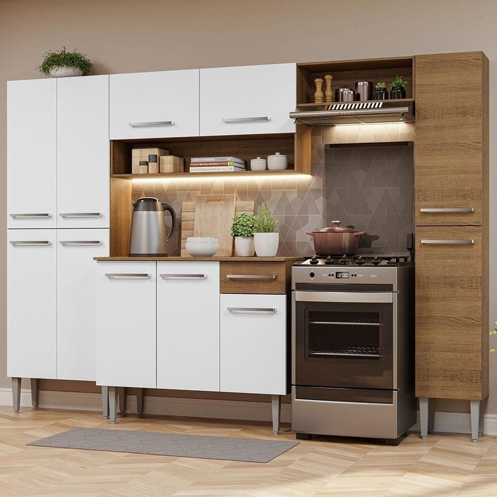 Cozinha Completa Emilly Branco com Armário e Balcão Madesa