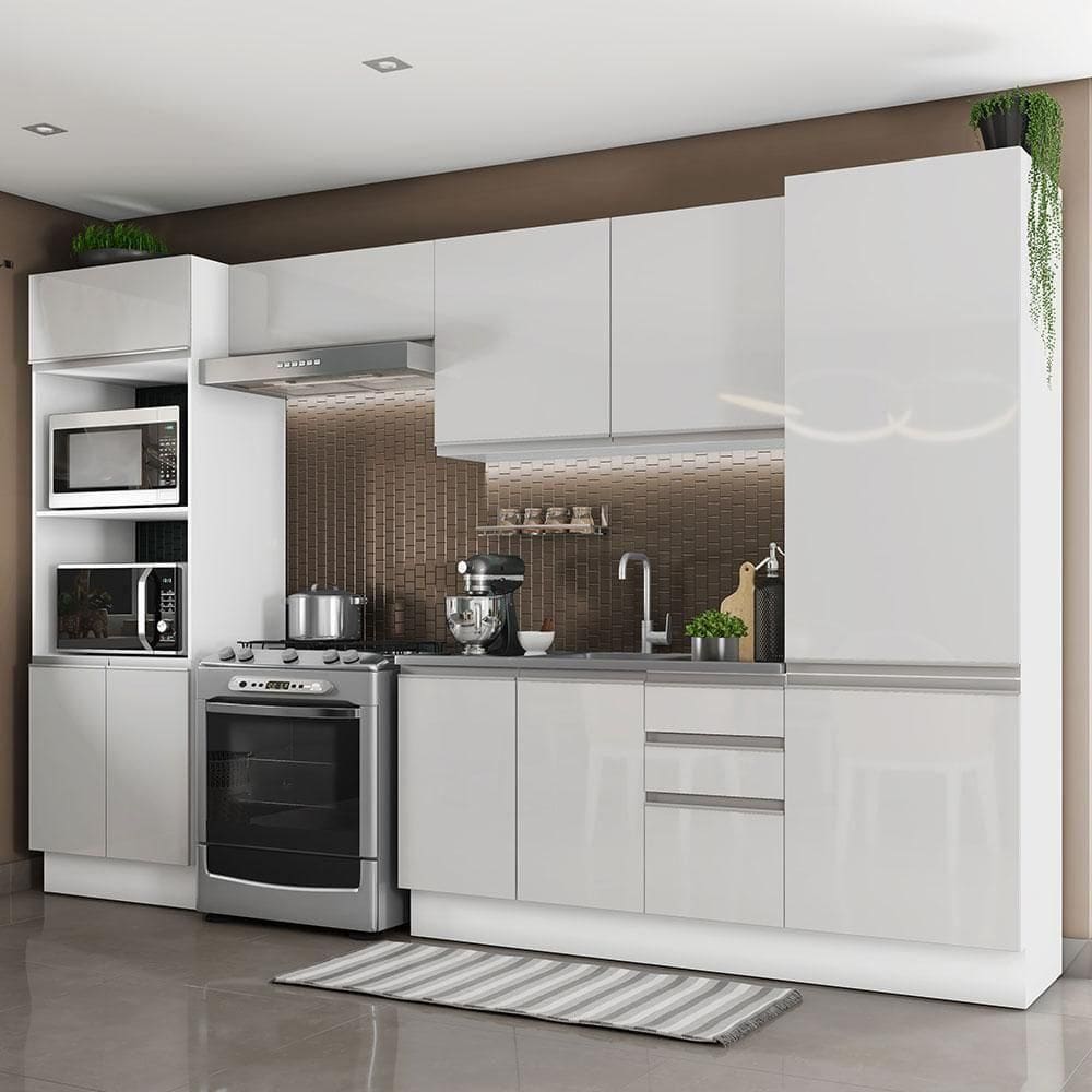 Cozinha Acordes Glamy Branco 100% MDF 11 Portas Madesa