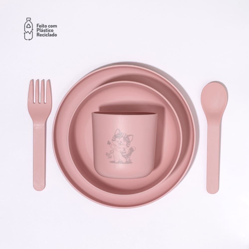 Kit Alimentação Infantil Leo Petit Piá 5 Peças Prato Talher