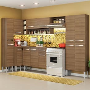 Cozinha Completa Canto Reto Emilly Amadeirado Rustic Madesa