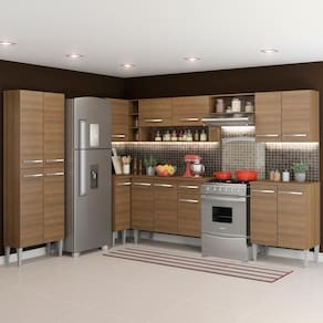 Cozinha CantoEmilly ArmárioBalcão 15 Portas Rustic Madesa
