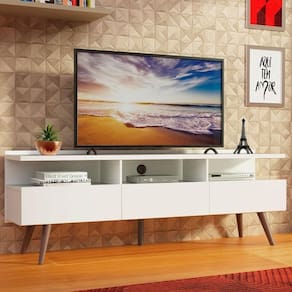 Rack para TV até 65" Madri com Pés de Madeira Branco Madesa