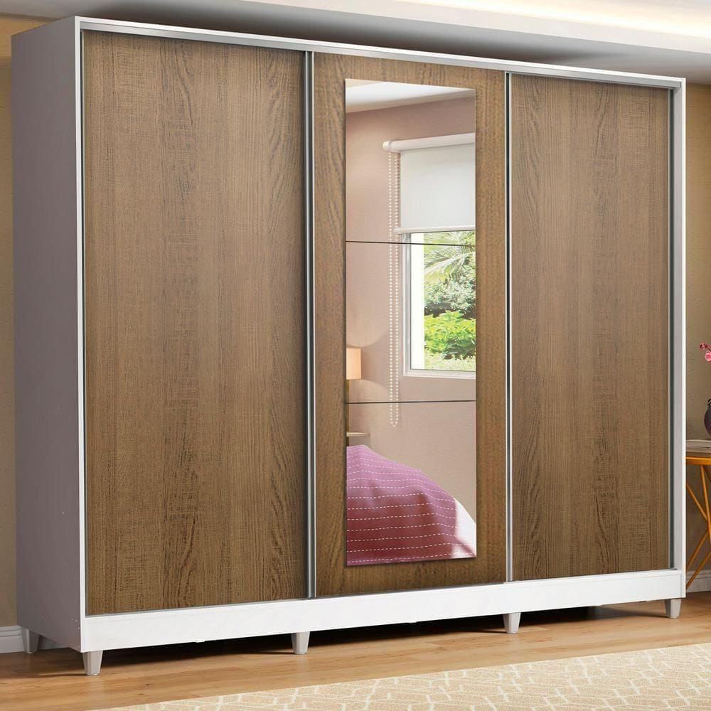 Guarda-Roupa Eros 100% MDF3 Portas 1Espelho 8Pés Madesa