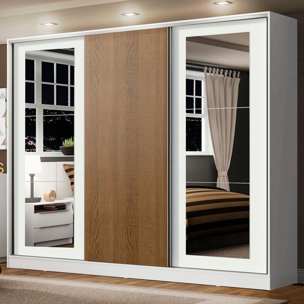 Guarda-roupa Casal Eros 3 Portas de Correr com Espelhos