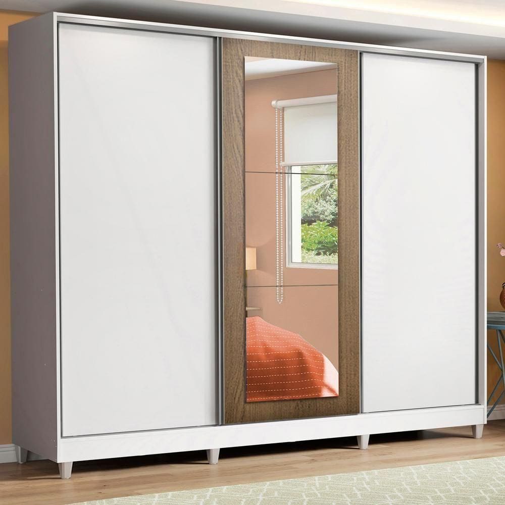 Guarda Roupa Casal 100%Mdf Madesa Eros 3 Portas de Correr