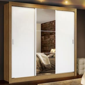 Guarda Roupa Casal Plus 3 Portas Espelho 4 Gavetas Madesa