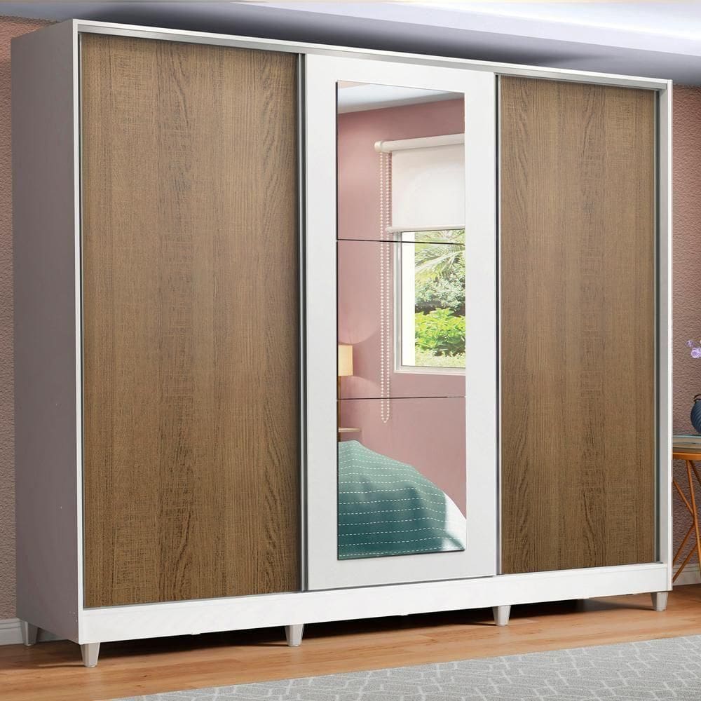 Guarda Roupa Casal 100%Mdf Madesa Eros 3 Portas De Correr