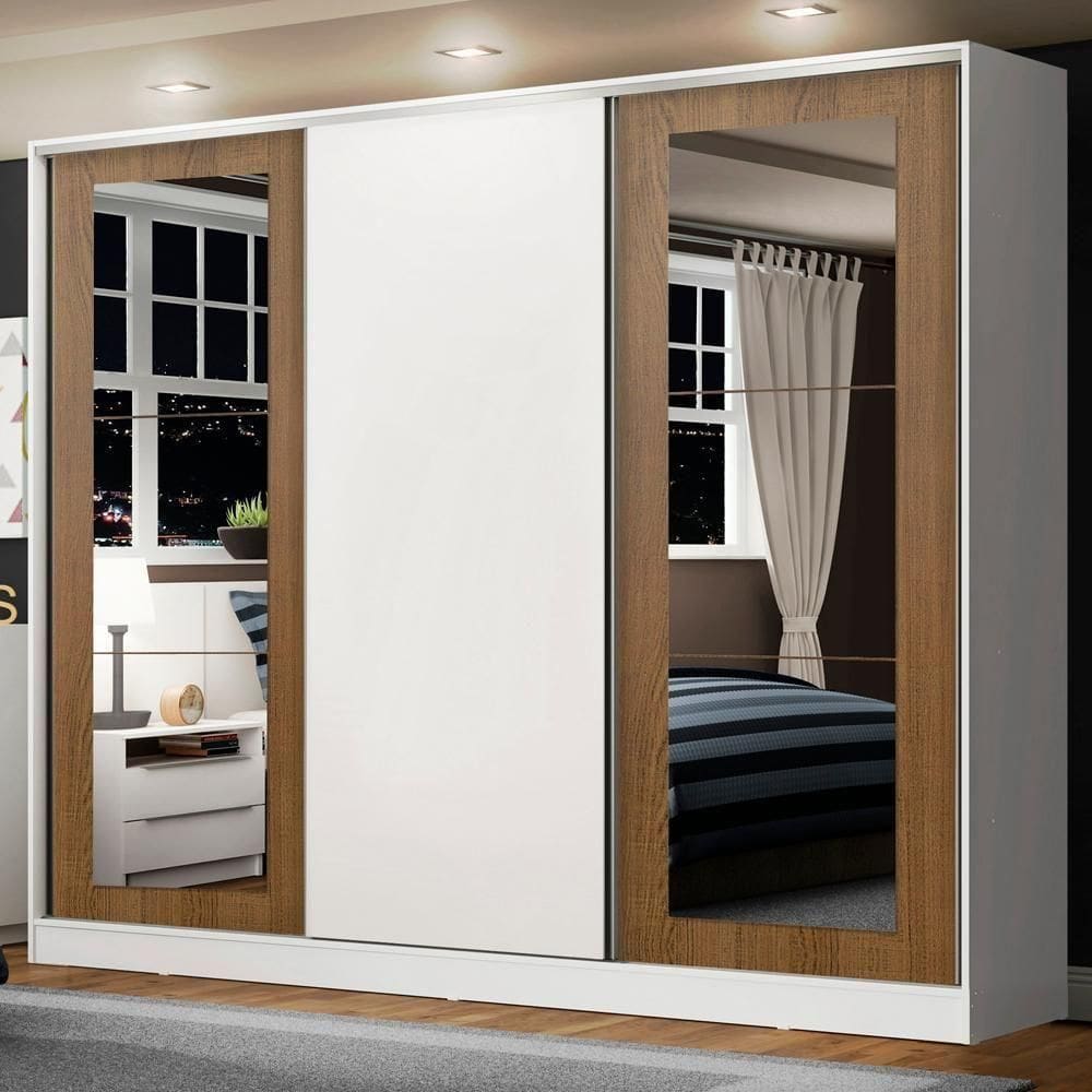 Guarda-roupa Casal Eros 3 Portas de Correr com Espelhos