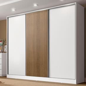 Guarda-Roupa CasalRoyale MDF 3 Portas Correr BrancoMadesa
