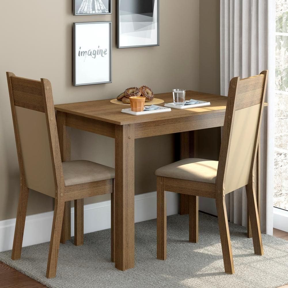 Sala de Jantar Lola Mesa Tampo de Madeira 2 Cadeiras Madesa