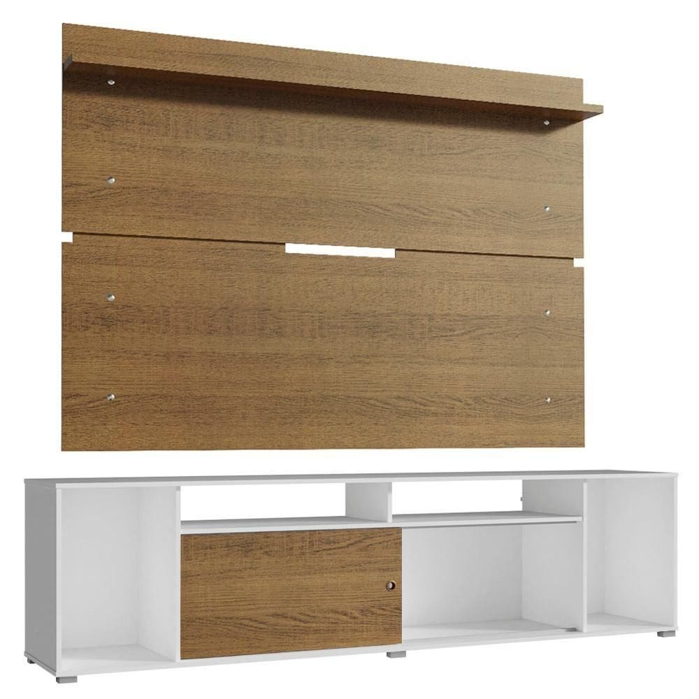 Rack Cancun e Painel para TV até 65” Branco/Rustic Madesa