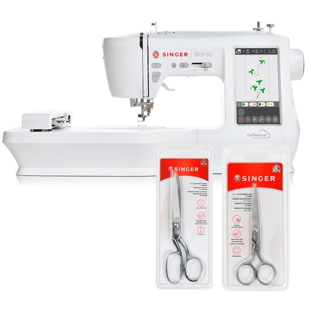 Kit Máquina de Bordado e Costura SE9185 + Tesoura 8" Tecido e Tesoura para Bordado Bivolt