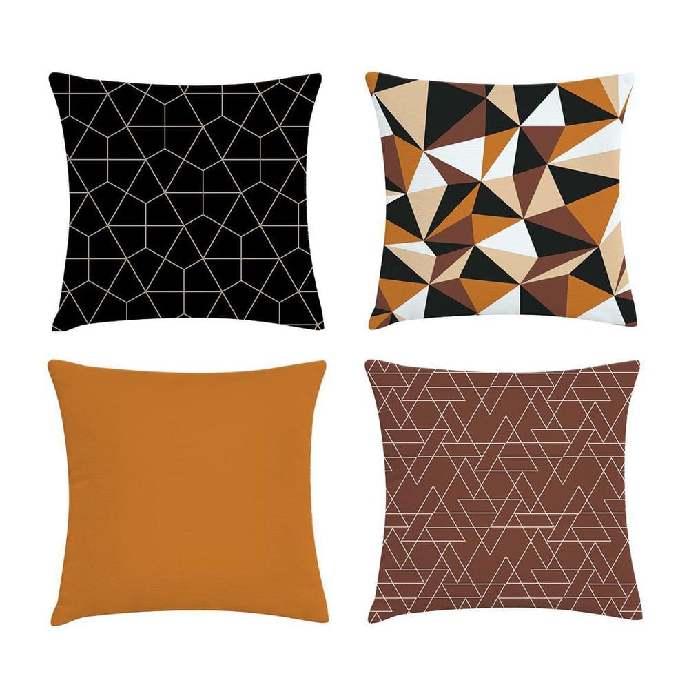 Kit 4 Capas De Almofadas Branco Preto E Marrom 45X45