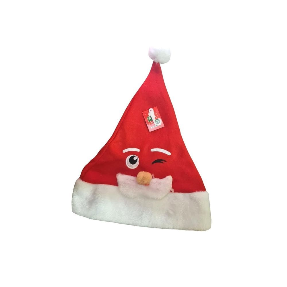 Kit 5 Gorros De Natal De Pelúcia Com Carinha De Papai Noel