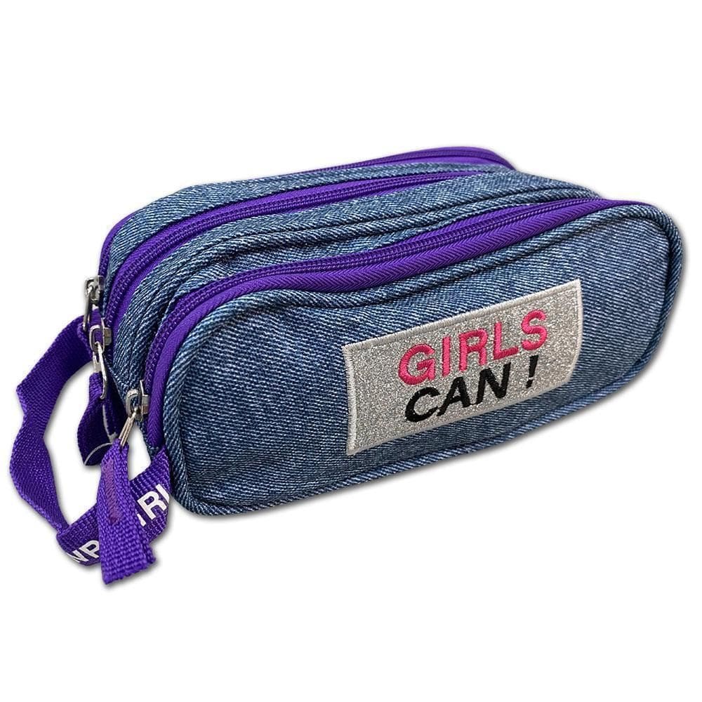 Estojo Três Divisórias Girls Can Roxo Clio Cg3098
