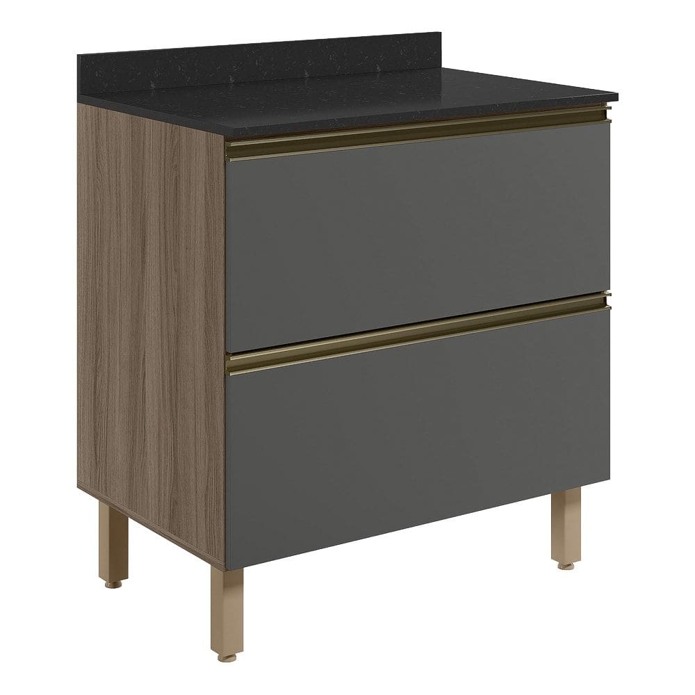 Balcao Com Tampo 2G 80cm MDF Kali 16412 Carvalho Toq Chumb0 Nicioli