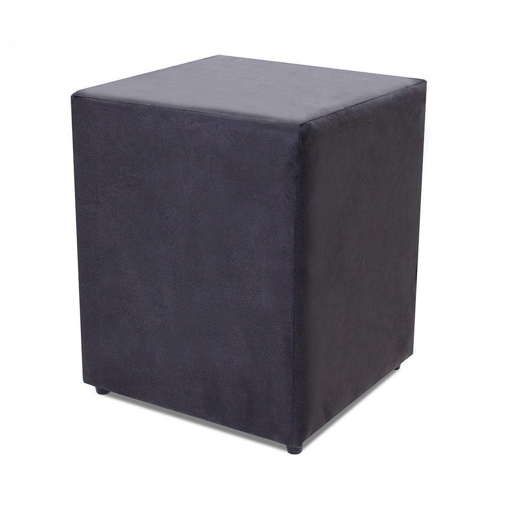 Puff Decorativo Quadrado Courino Preto