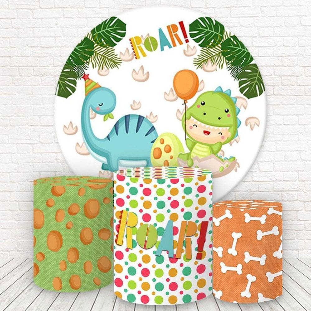 Painel Redondo Capas Tecido Sublimado 3D Dino Baby Fkpc-589