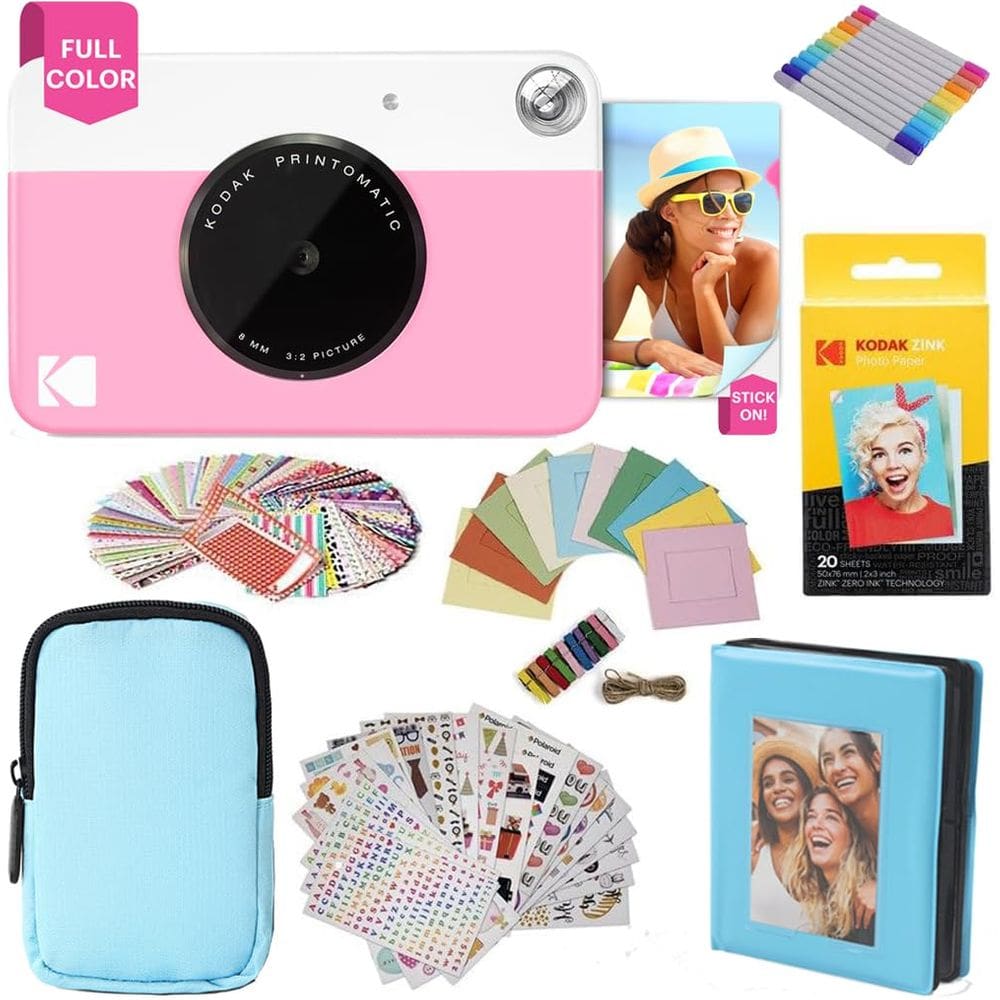 Câmera de impressão instantânea KODAK Printomatic, pacote de presente rosa