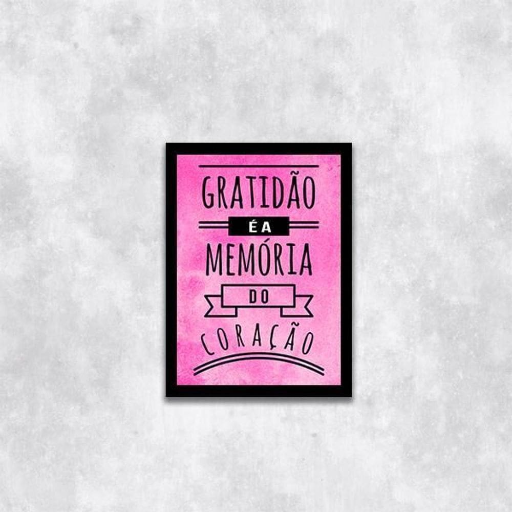 Quadro Gratidão É A Memória Do Coração 33X24Cm Moldura Preta