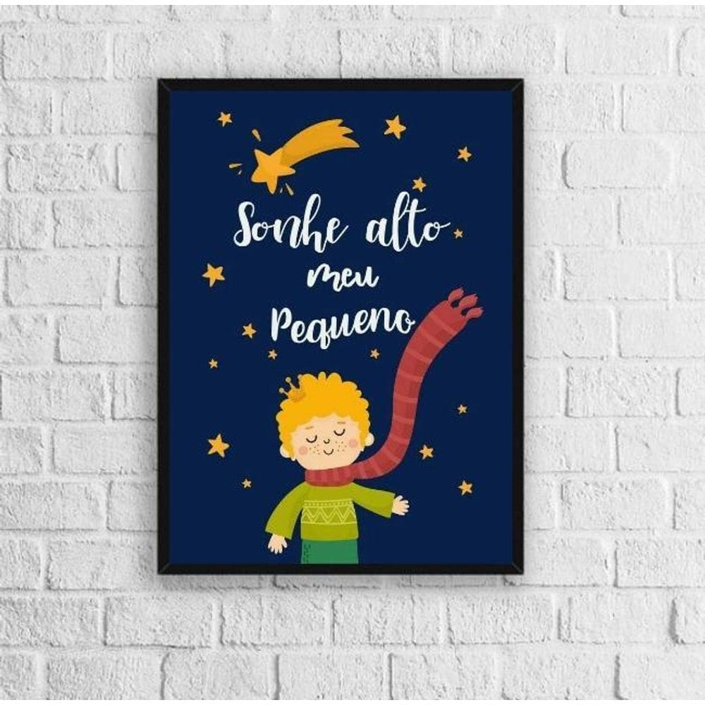 Quadro Infantil Pequeno Príncipe Sonhe Alto 33X24Cm - Vidro