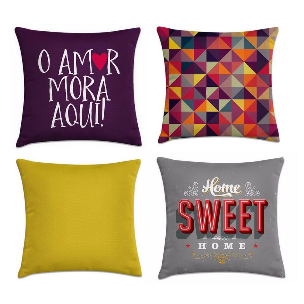 Kit 4 Capas Almofadas Home Sweet Home 45X45