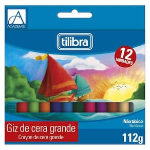 Giz De Cera Longo 12 Cores Big Academie Tilibra