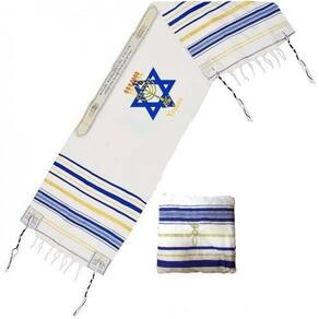 Talit Messiânico Azul Yeshua Jesus 55X180 Cm - De Israel