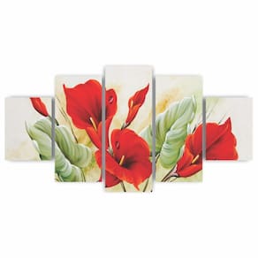 Kit Quadro Decorativo Flor Copo De Leite Vermelho Floral